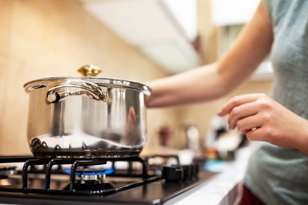 Cocinar en cocina a gas